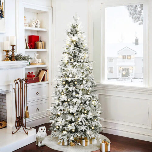 6Ft Pre-Lit Snow Flocked Pop-Up Christmas Tree