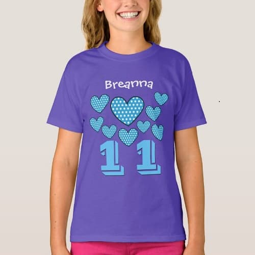 Personalized 11th Birthday T-Shirt for Girls
