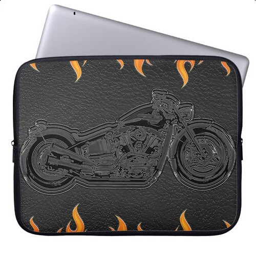 Black Leather Motorcycle Laptop Sleeve