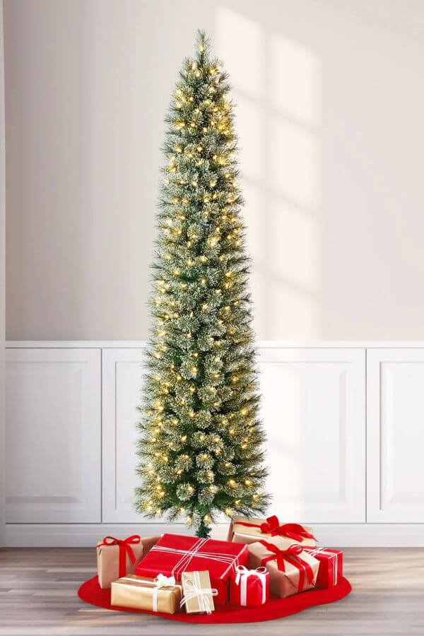 7 ft. Cashmere Fir Pencil Christmas Tree with LED Lights