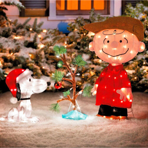 Charlie Brown, Snoopy and Christmas Tree Lighted Yard Decoration