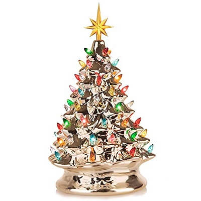 Champagne Ceramic Tabletop Christmas Tree