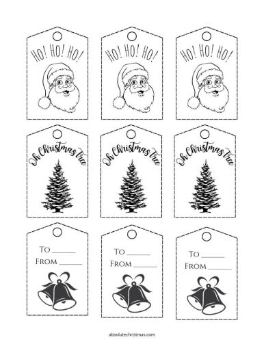 Printable Black and White Christmas Gift Tags (18 Designs)