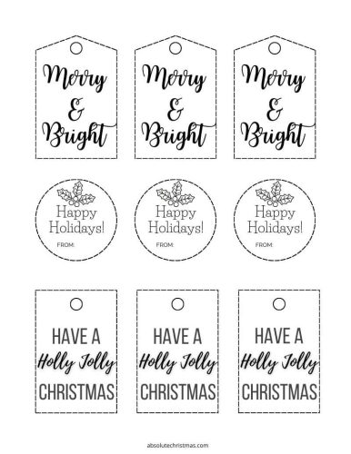 Printable Black and White Christmas Gift Tags (18 Designs)