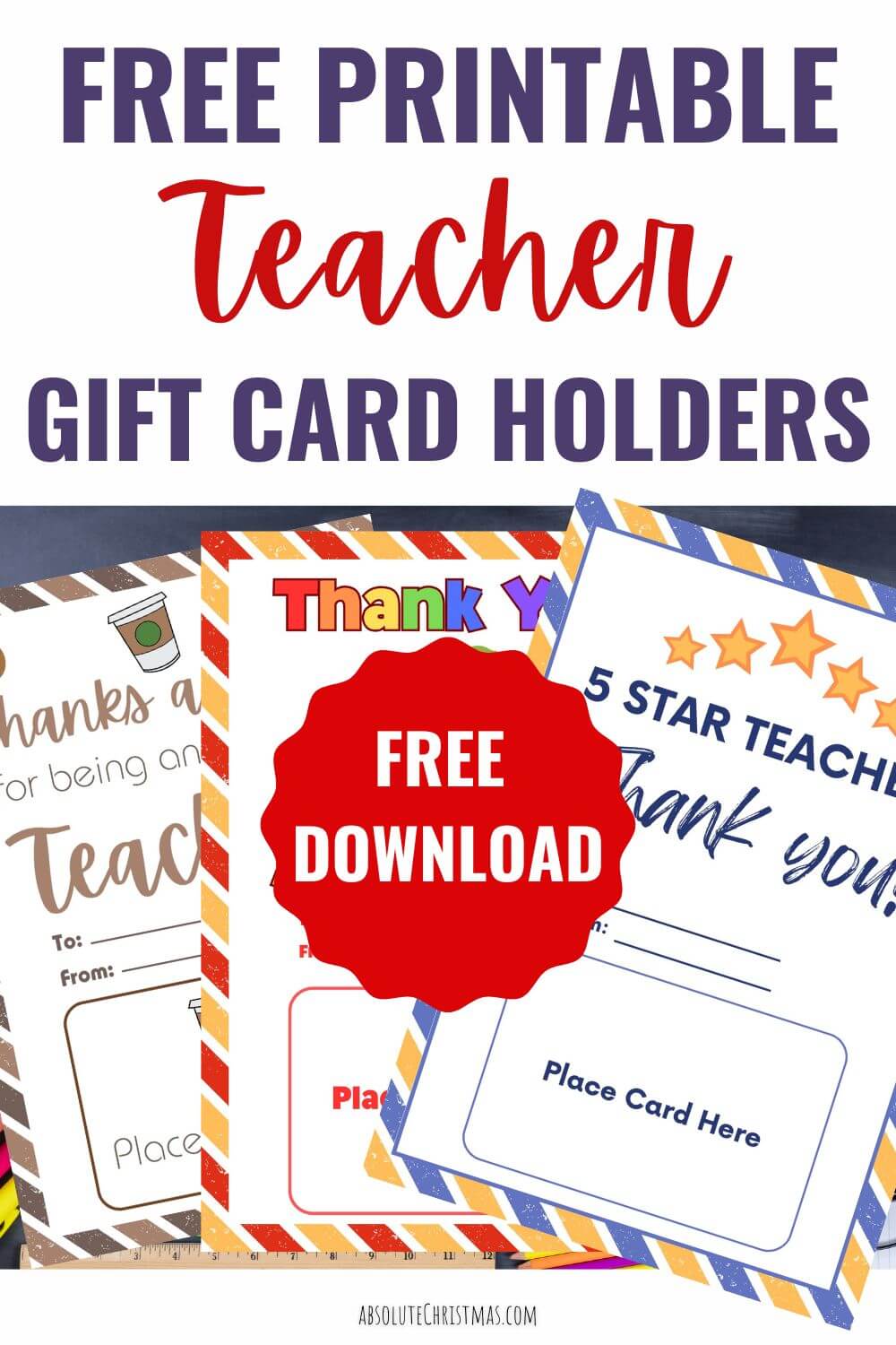 Free Printable Teacher Gift Card Holders