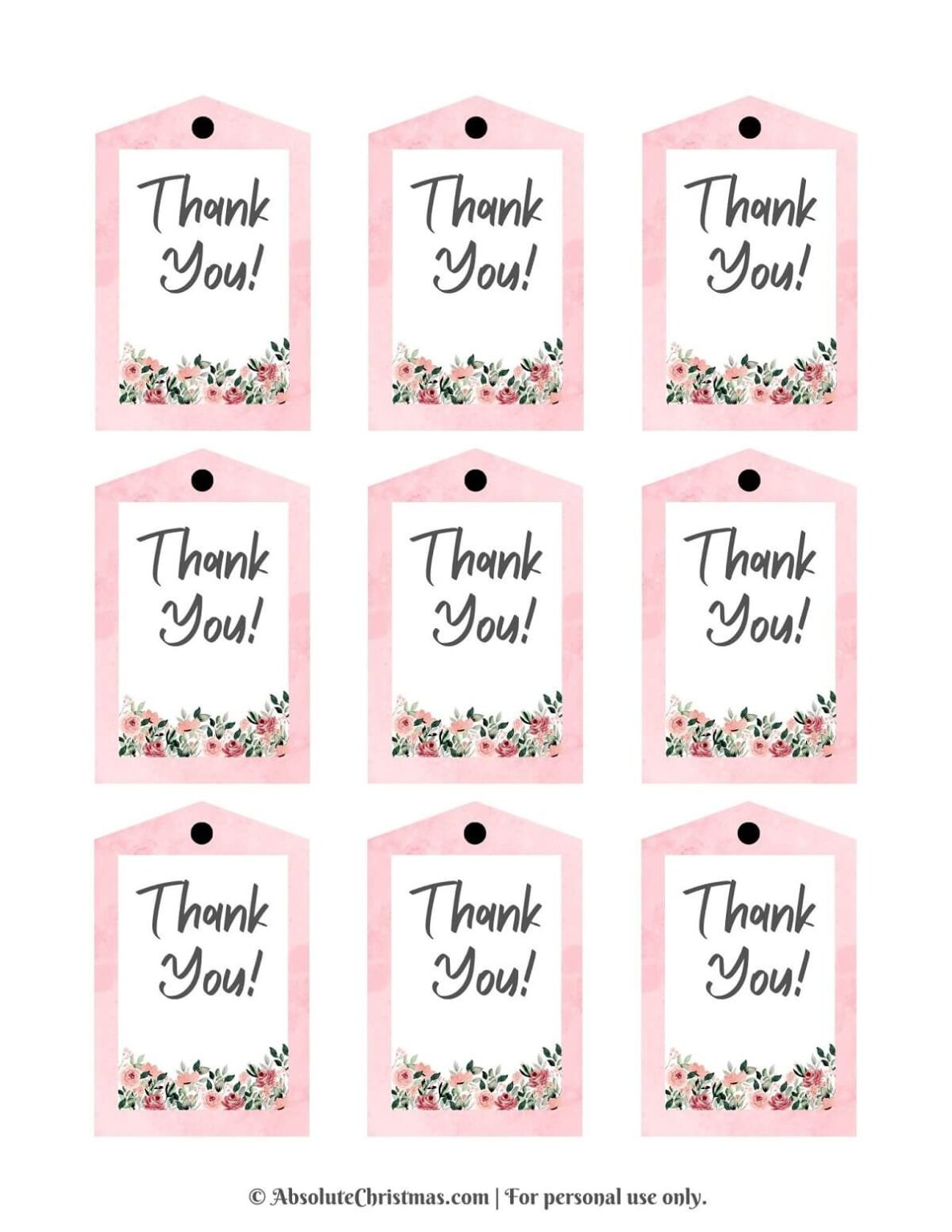 Free Printable Thank You Gift Tags in 3 Cute Designs