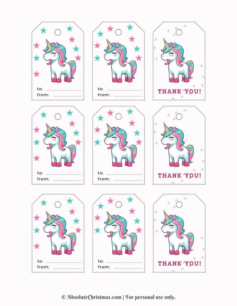 Free Printable Unicorn Gift Tags