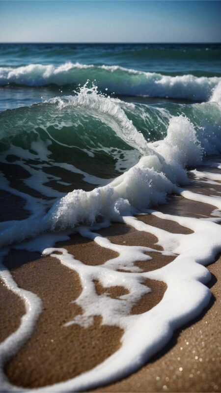 Ocean Waves on a Sandy Beach Phone Wallpaper