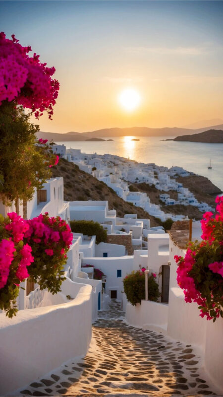 Sunset in Greece Phone Wallpaper