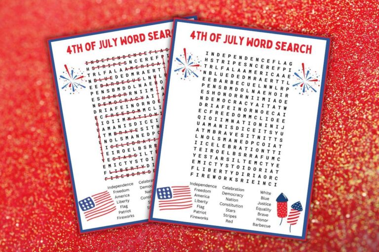 Printable 4th of July Word Search featured