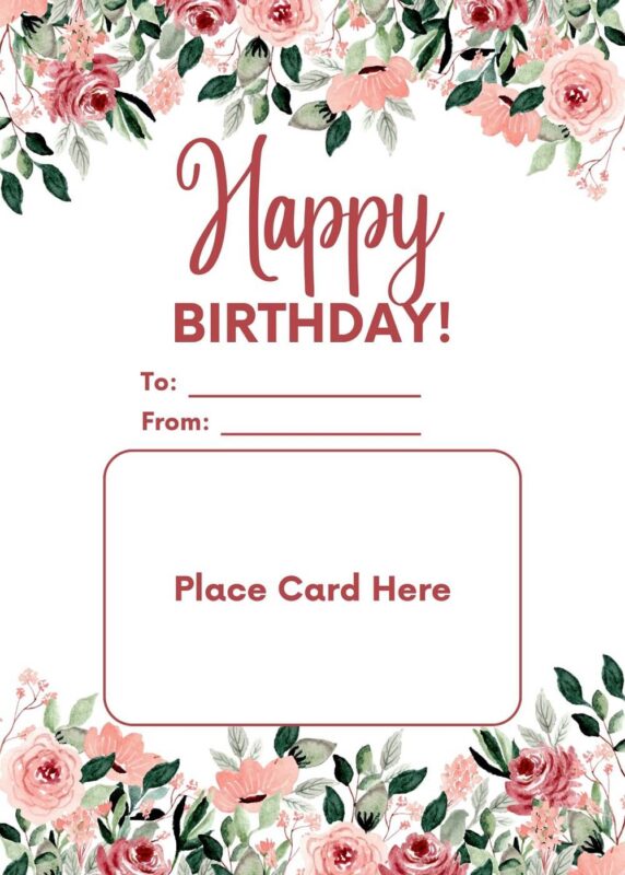 Printable Floral Happy Birthday Gift Card Holder