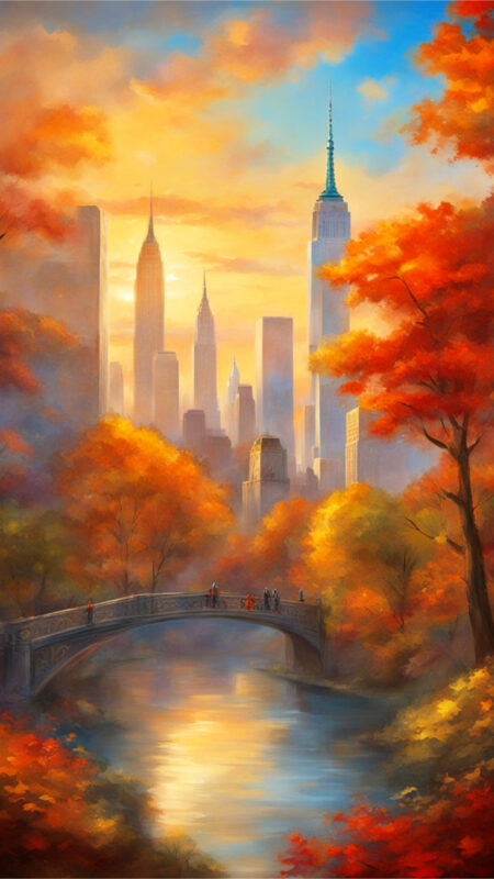 Autumn In The City Phone Wallpaper