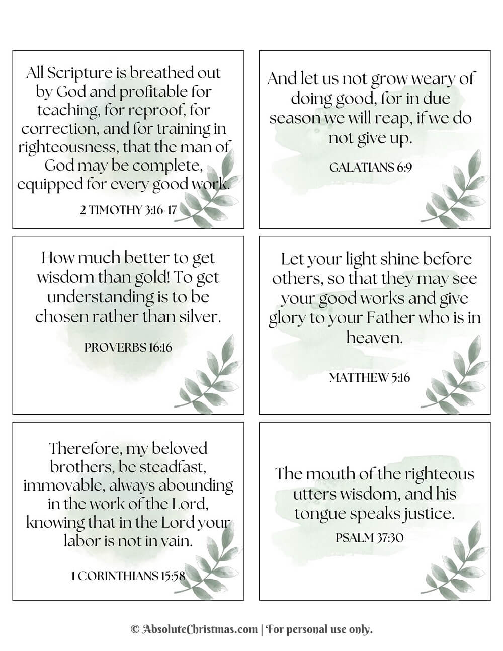 Bible Verse Cards for Teachers 2