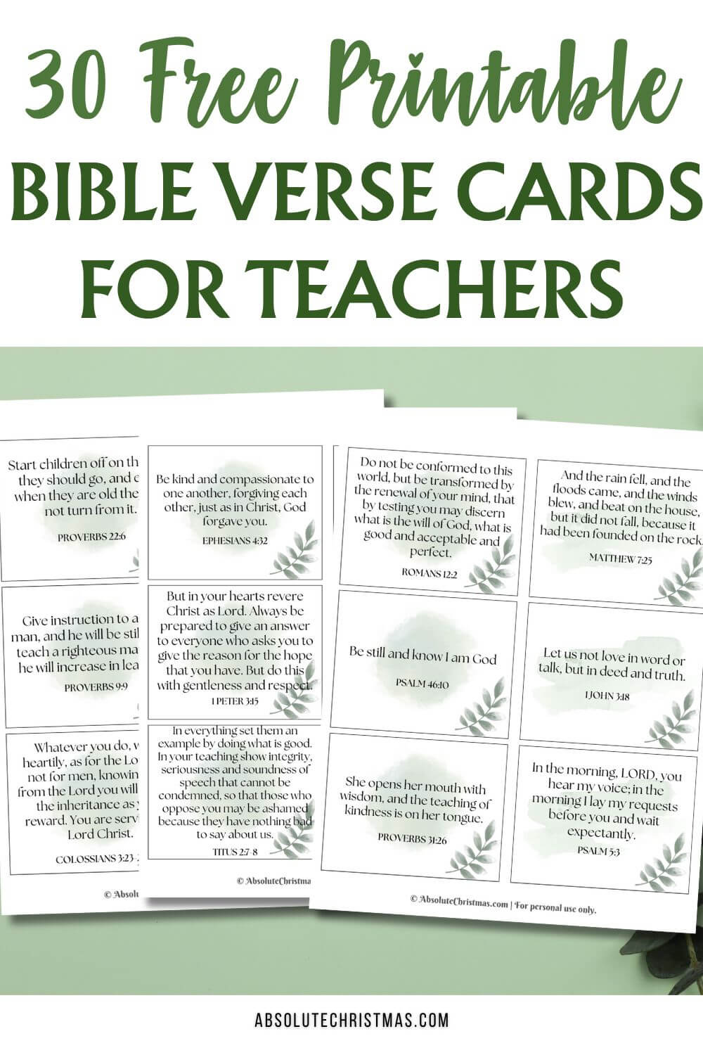 Free Printable Bible Verse Cards for Teachers