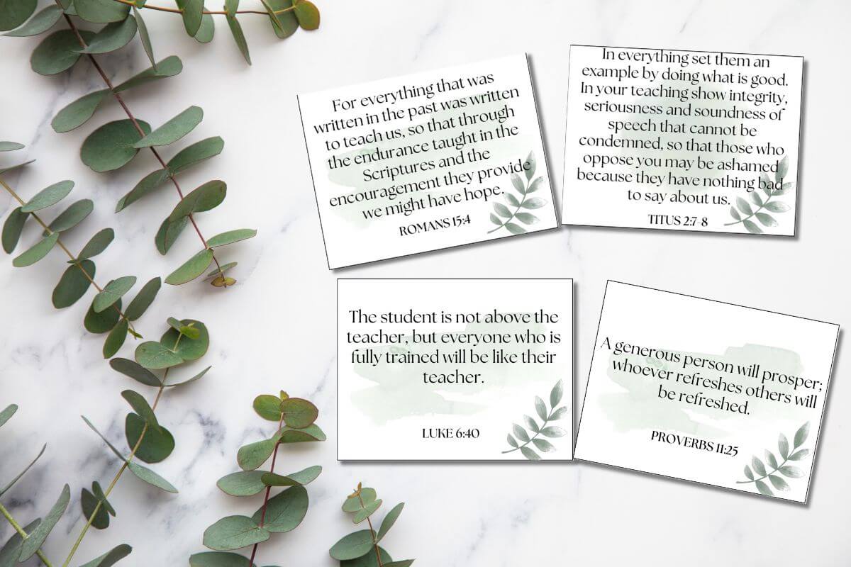 Printable Bible Verse Cards for Teachers