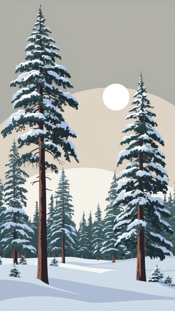 Elegant Snowy Pines