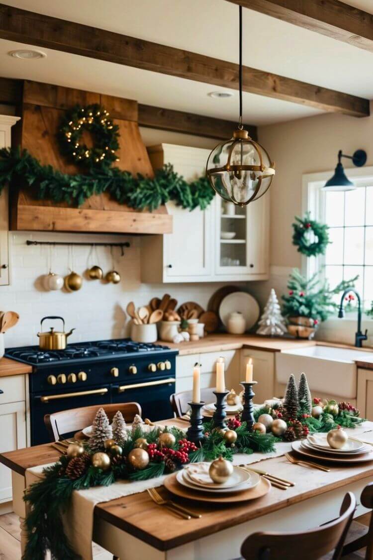 Farmhouse Christmas Kitchen Decor Ideas 1