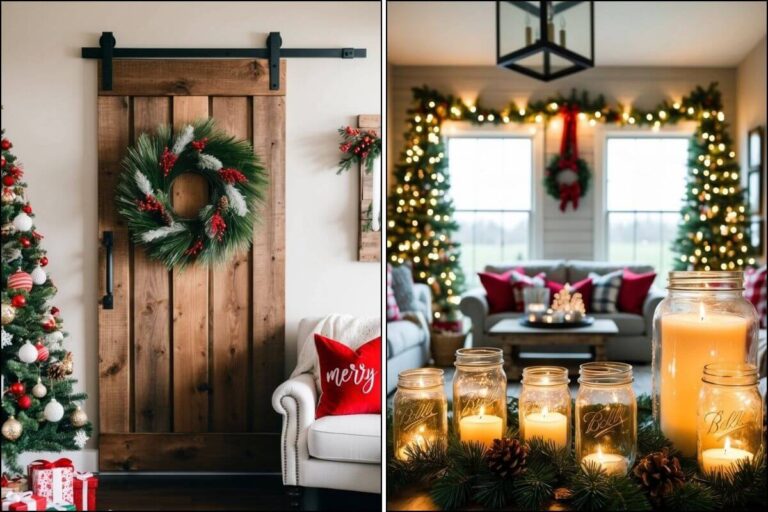 Farmhouse Christmas Living Room Decor Ideas