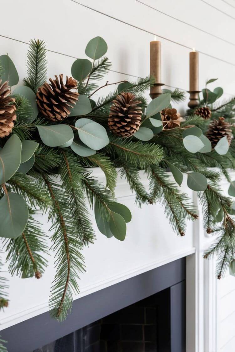 Fresh Greenery on Mantel