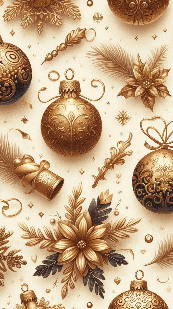 Golden Ornaments Phone Wallpaper