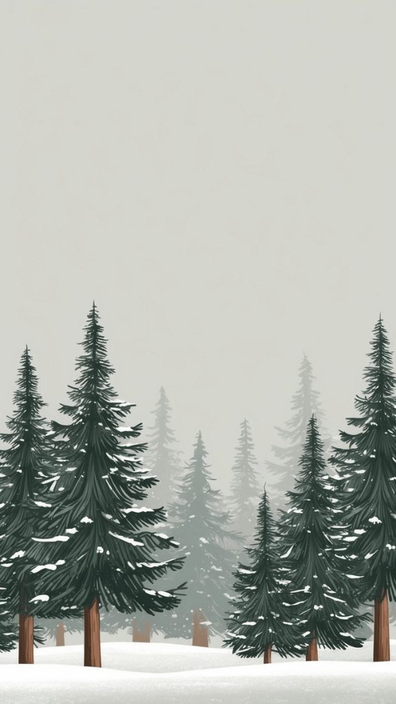 Snowy Pine Forest Phone Wallpaper