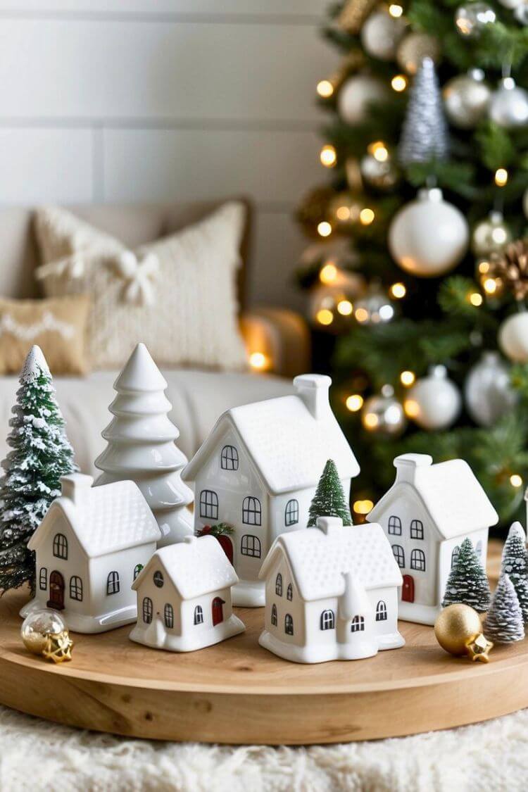 White Ceramic Christmas Village