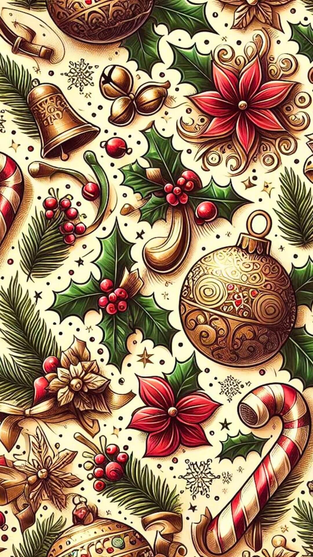 Christmas ornaments and jingle bells Pattern