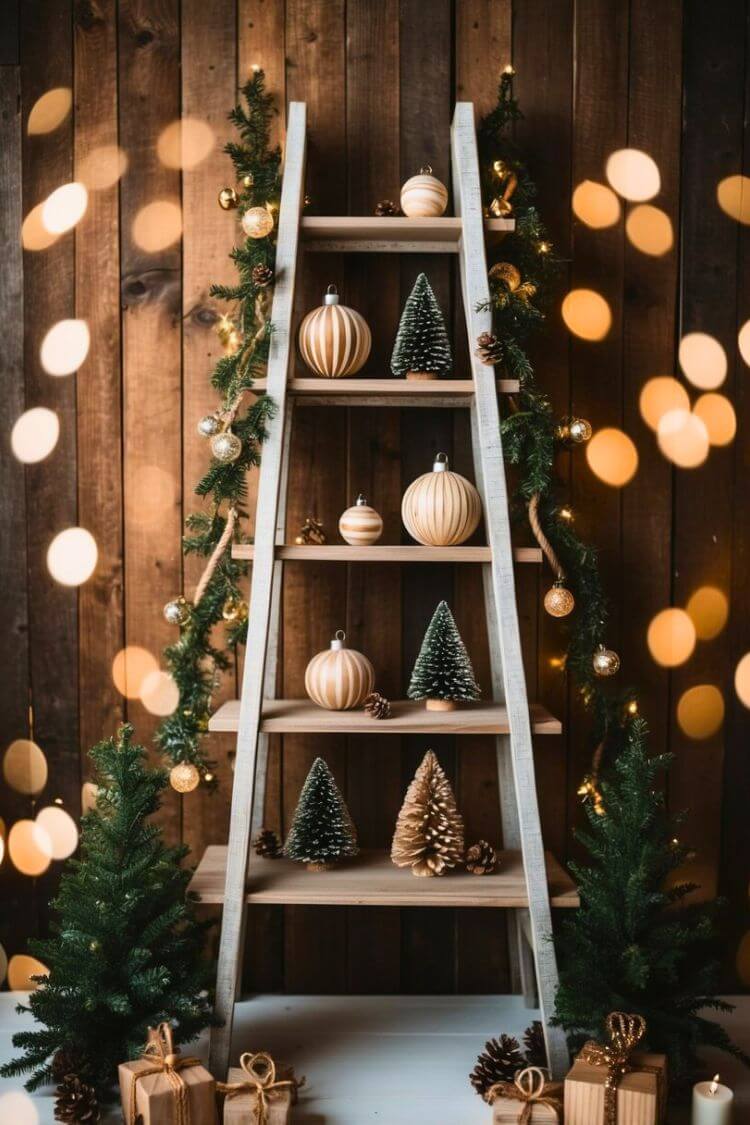 Farmhouse Christmas Ladder Shelf