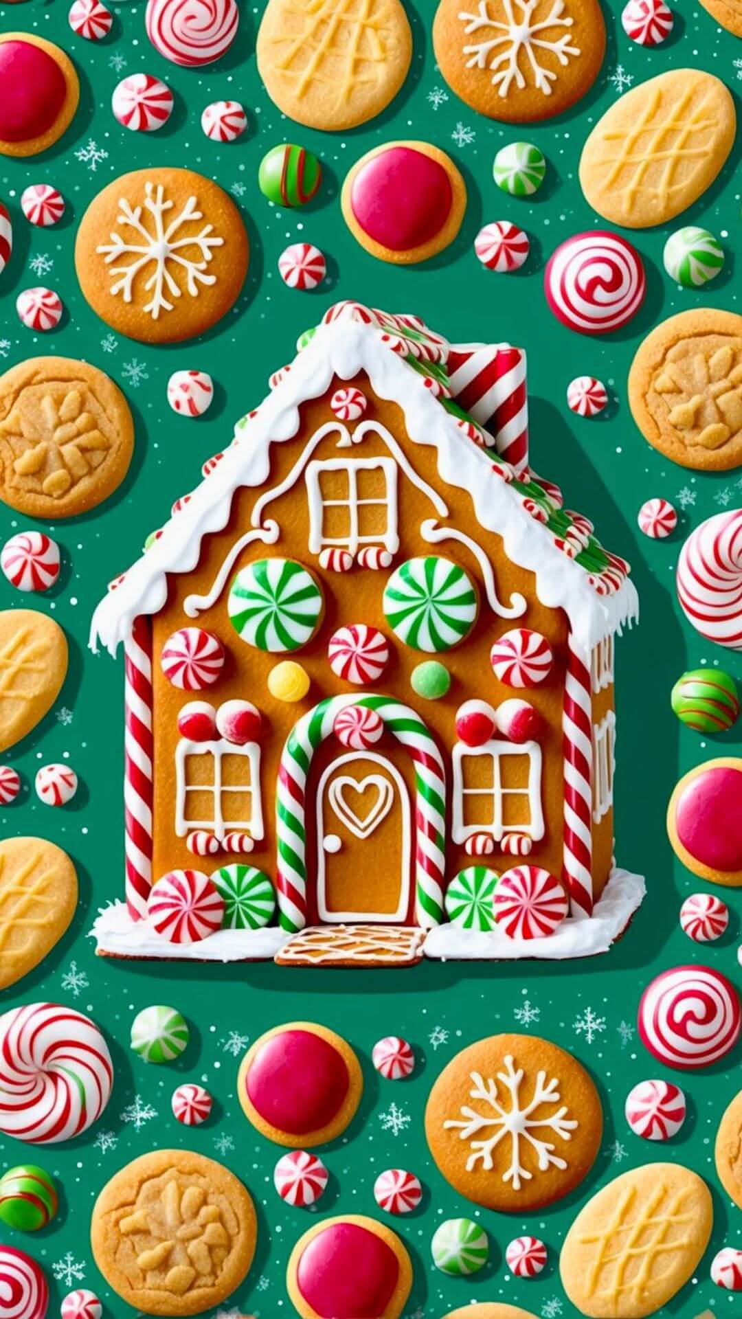 Gingerbread House and Cookies Wallpaper