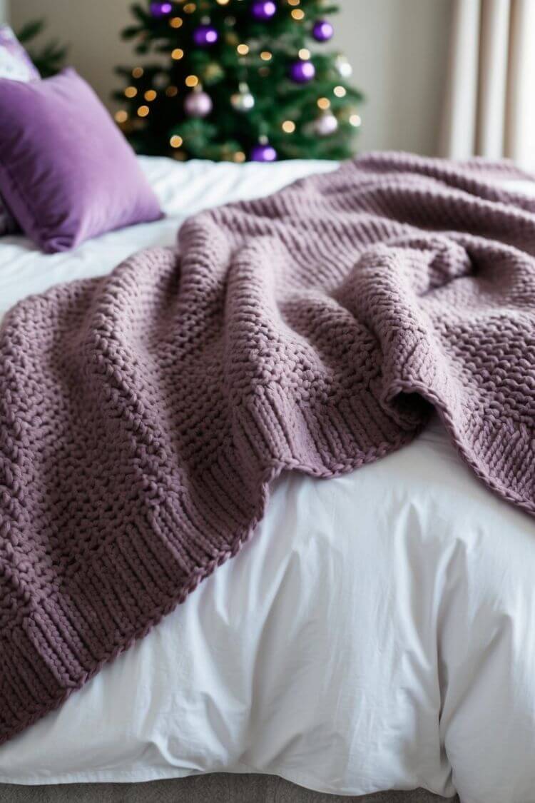 Mauve Knitted Blanket