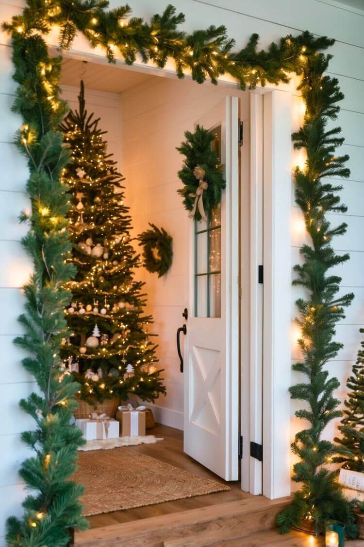 Pine Garland with Fairy Lights