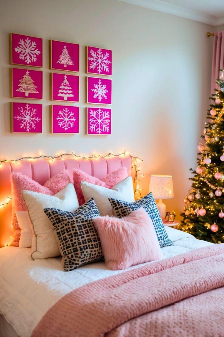 Pink Christmas Wall Art