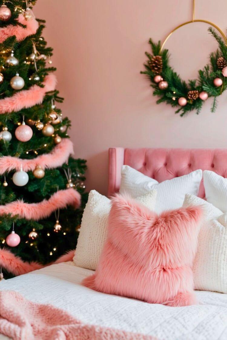 Pink Faux Fur Throw Pillow