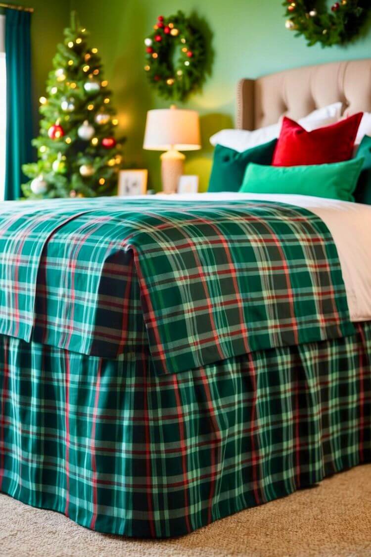 Plaid Green Bed Skirt