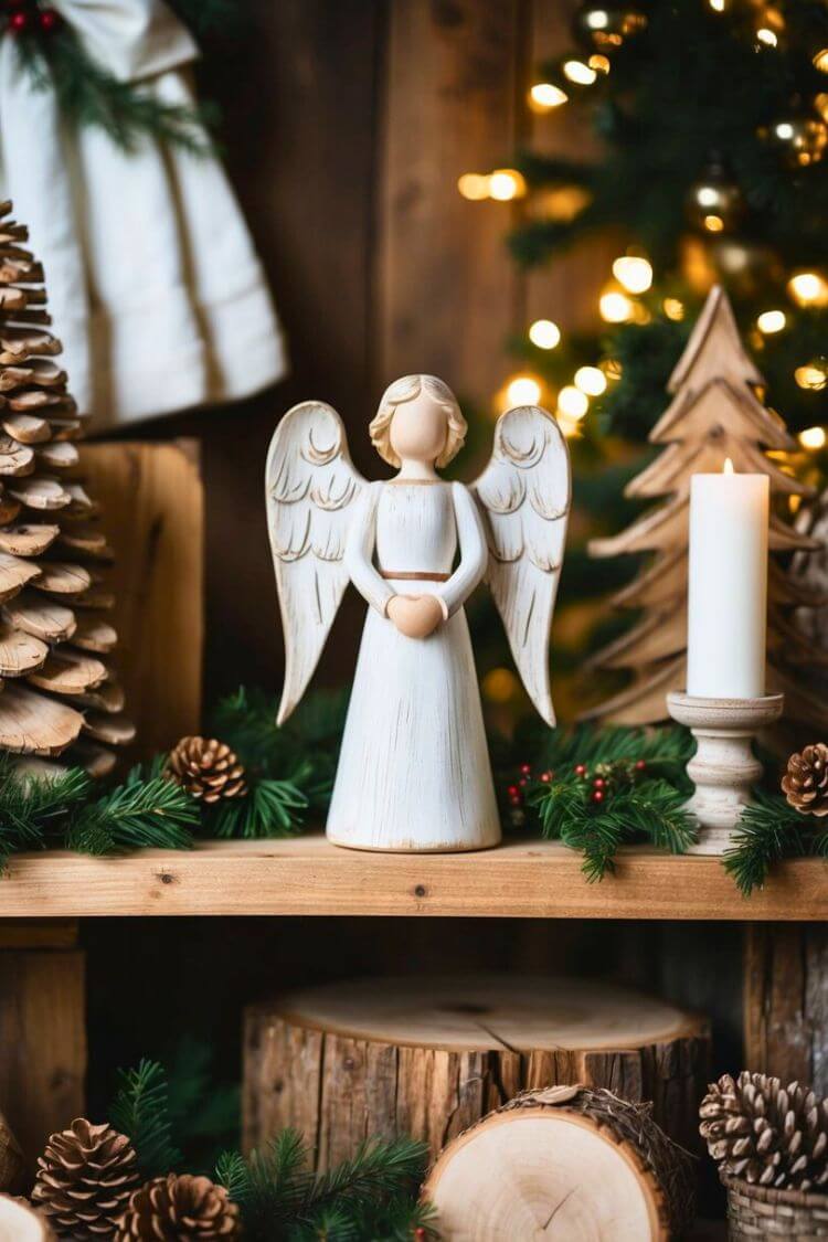 Wooden Angel Shelf Decor