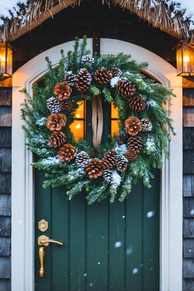 Floral Wreath with Pinecones