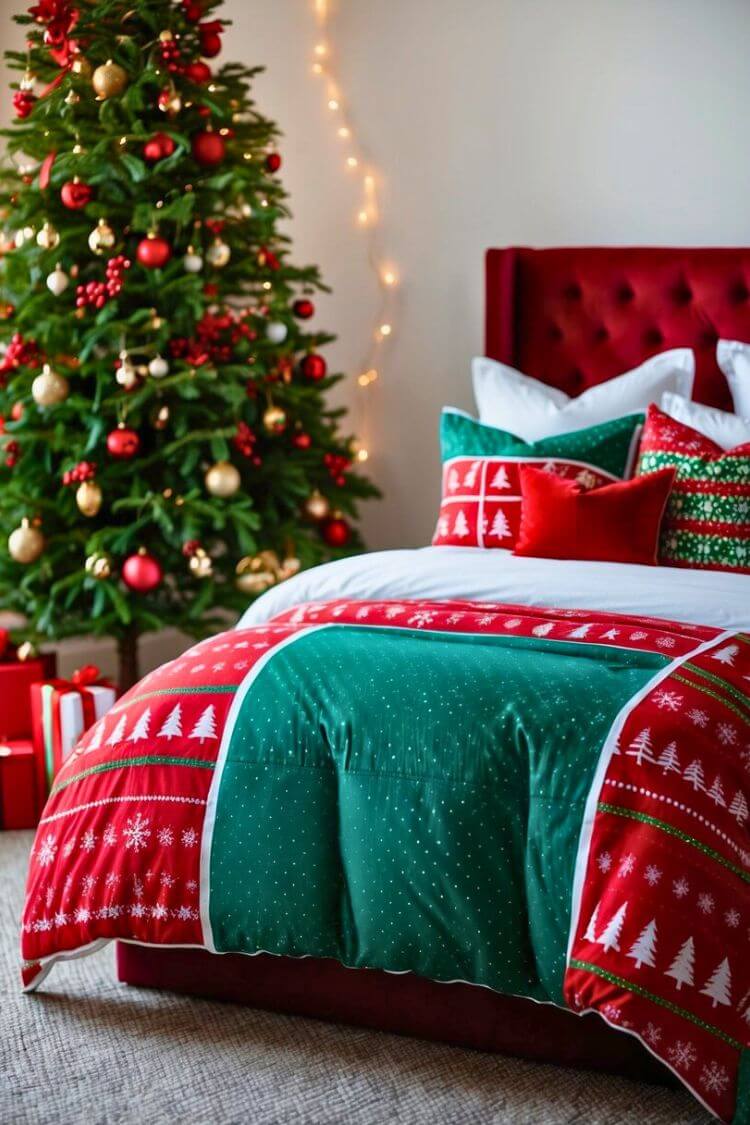 Holiday-themed reversible duvet cover