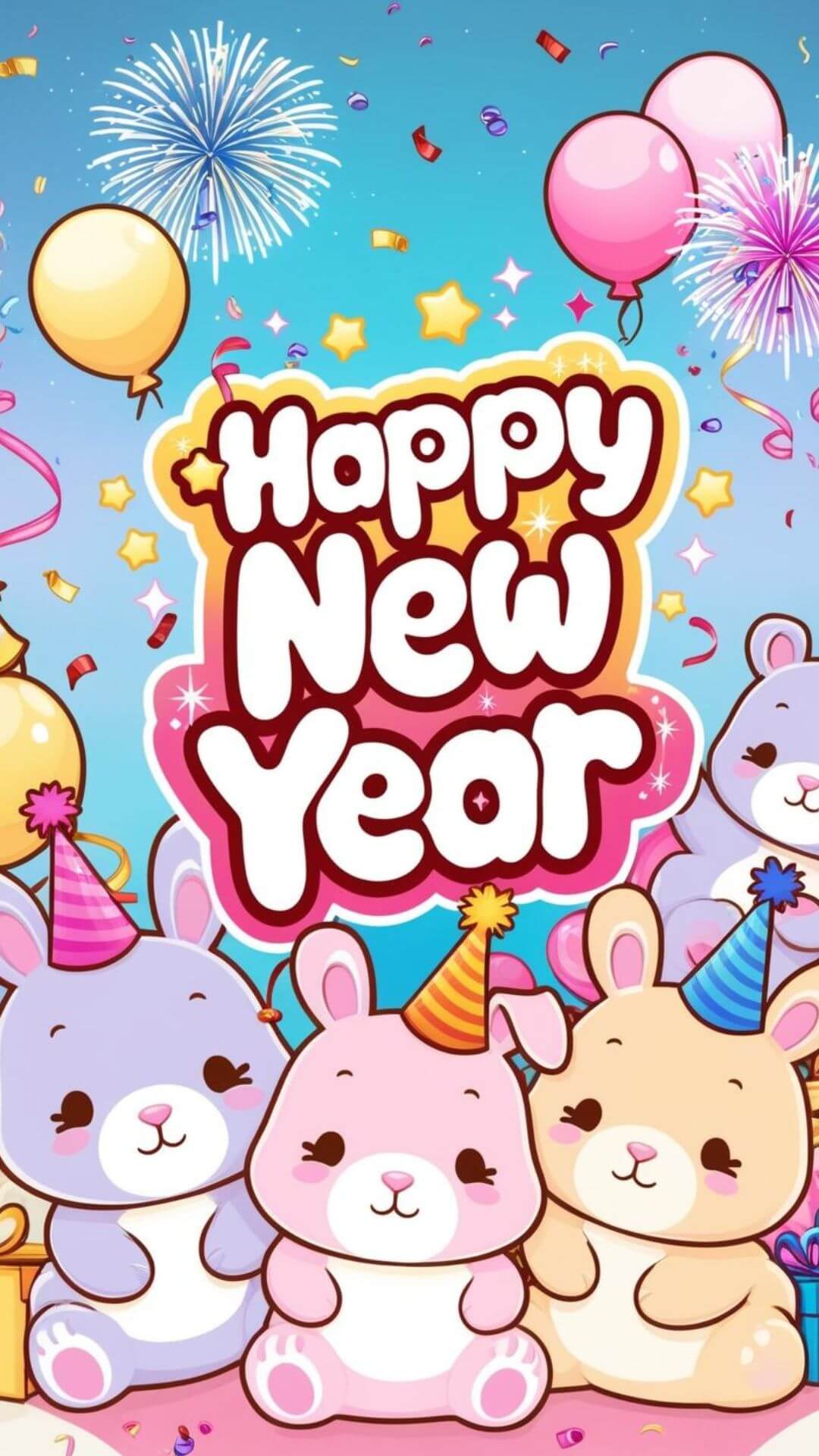 Kawaii New Year Wallpaper