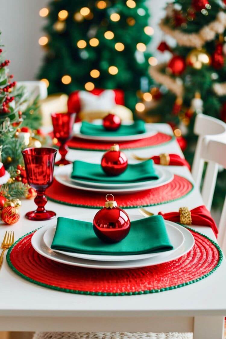 Red and Green Placemat Set