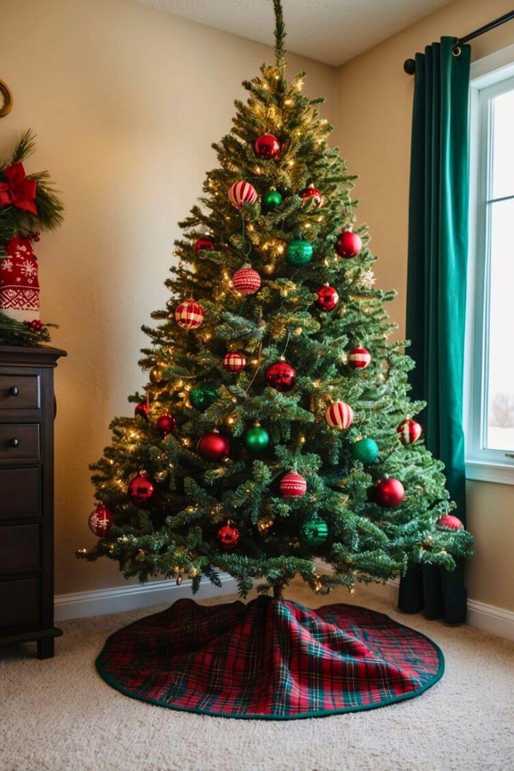 Red and Green Plaid Christmas Tree Skirt