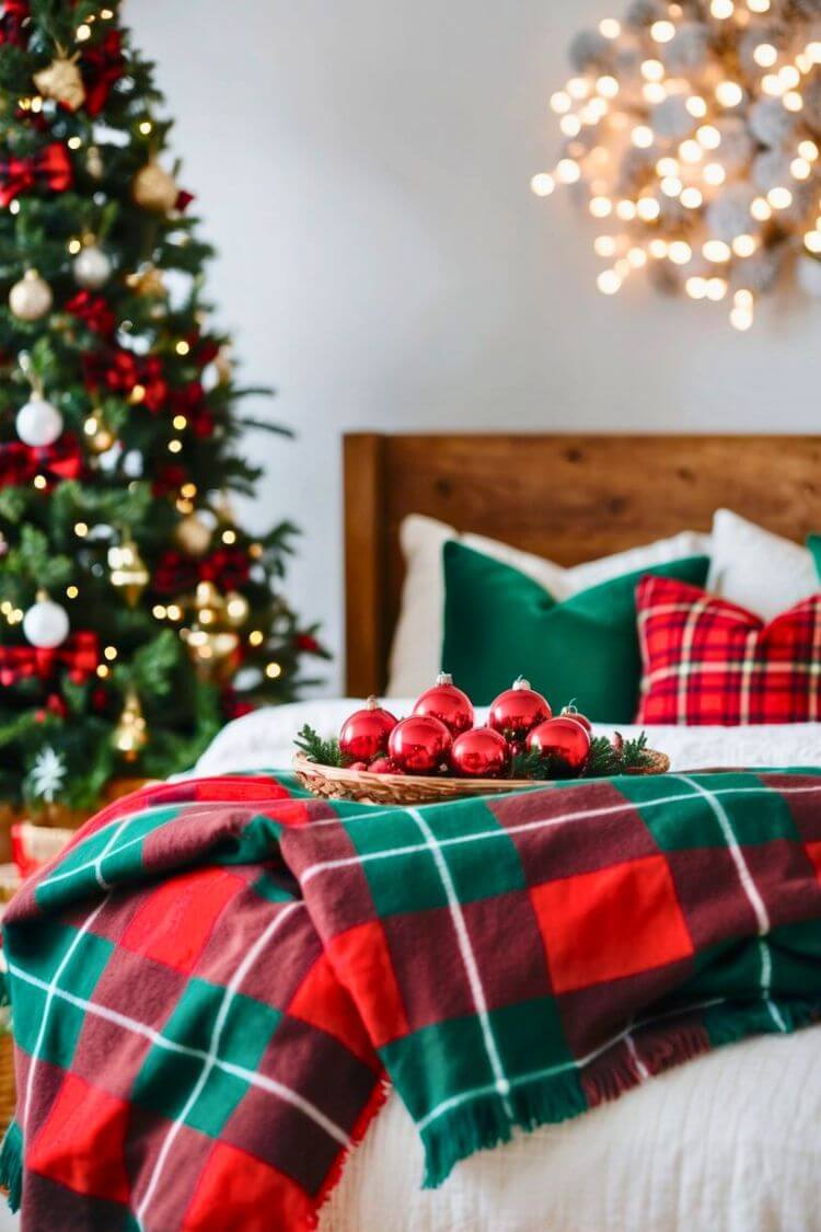 Red and Green Plaid Throw Blanket