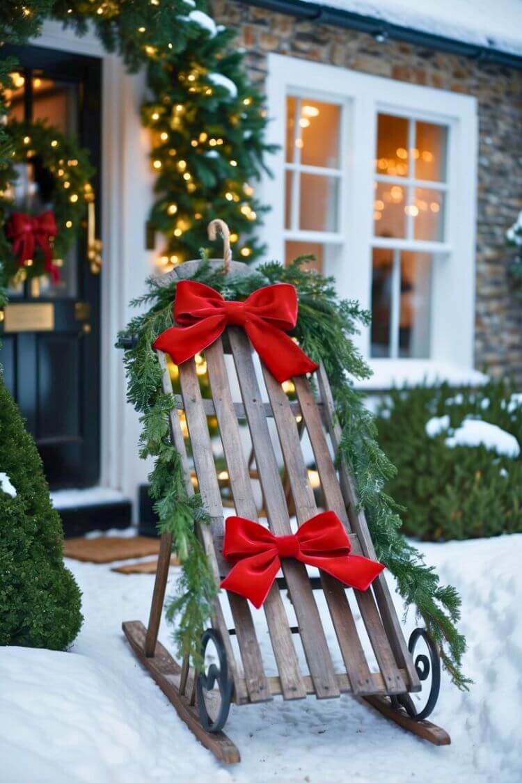 Rustic Wooden Sled Decor