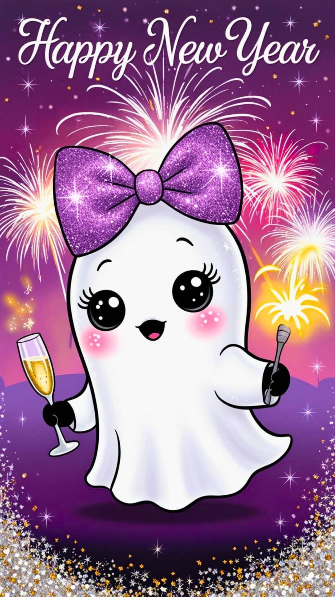 Sparkly Happy New Year Ghost