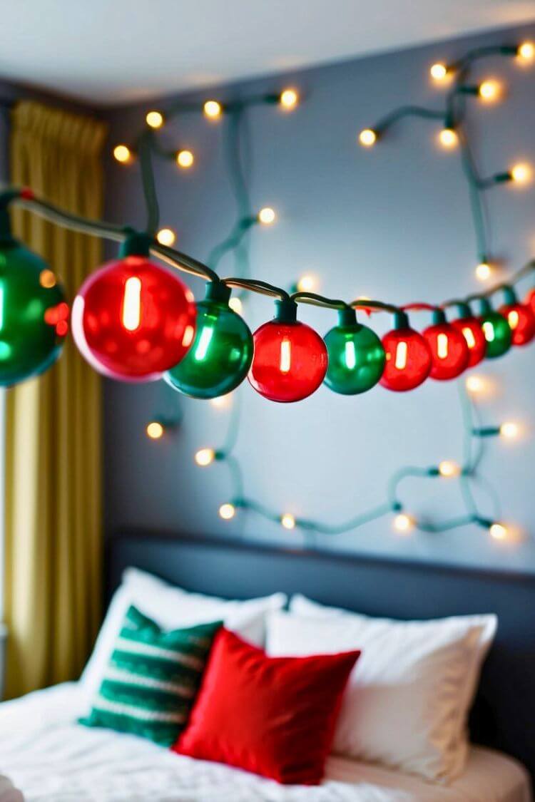 String of red and green fairy lights