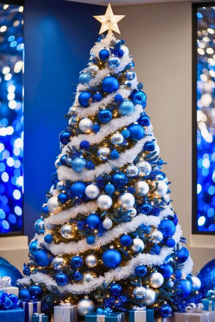 Blue White And Silver Christmas Tree