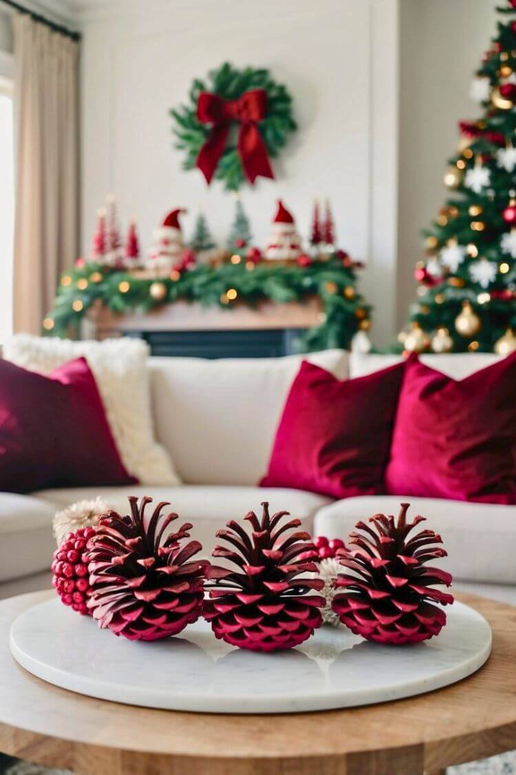 Burgundy Pinecones