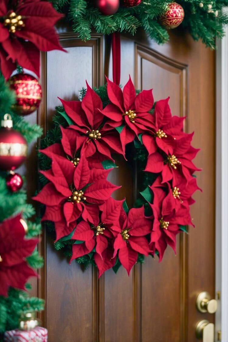 Burgundy Poinsettia Wreath