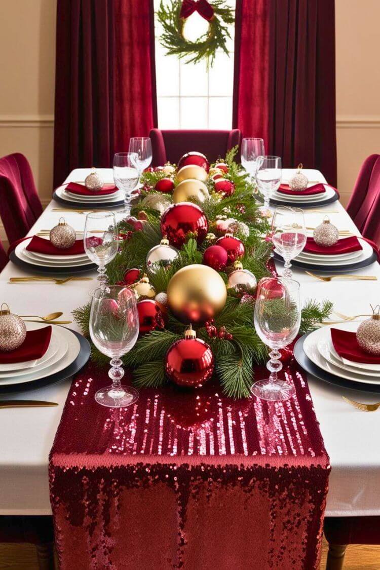 Burgundy Sequin Tablecloth