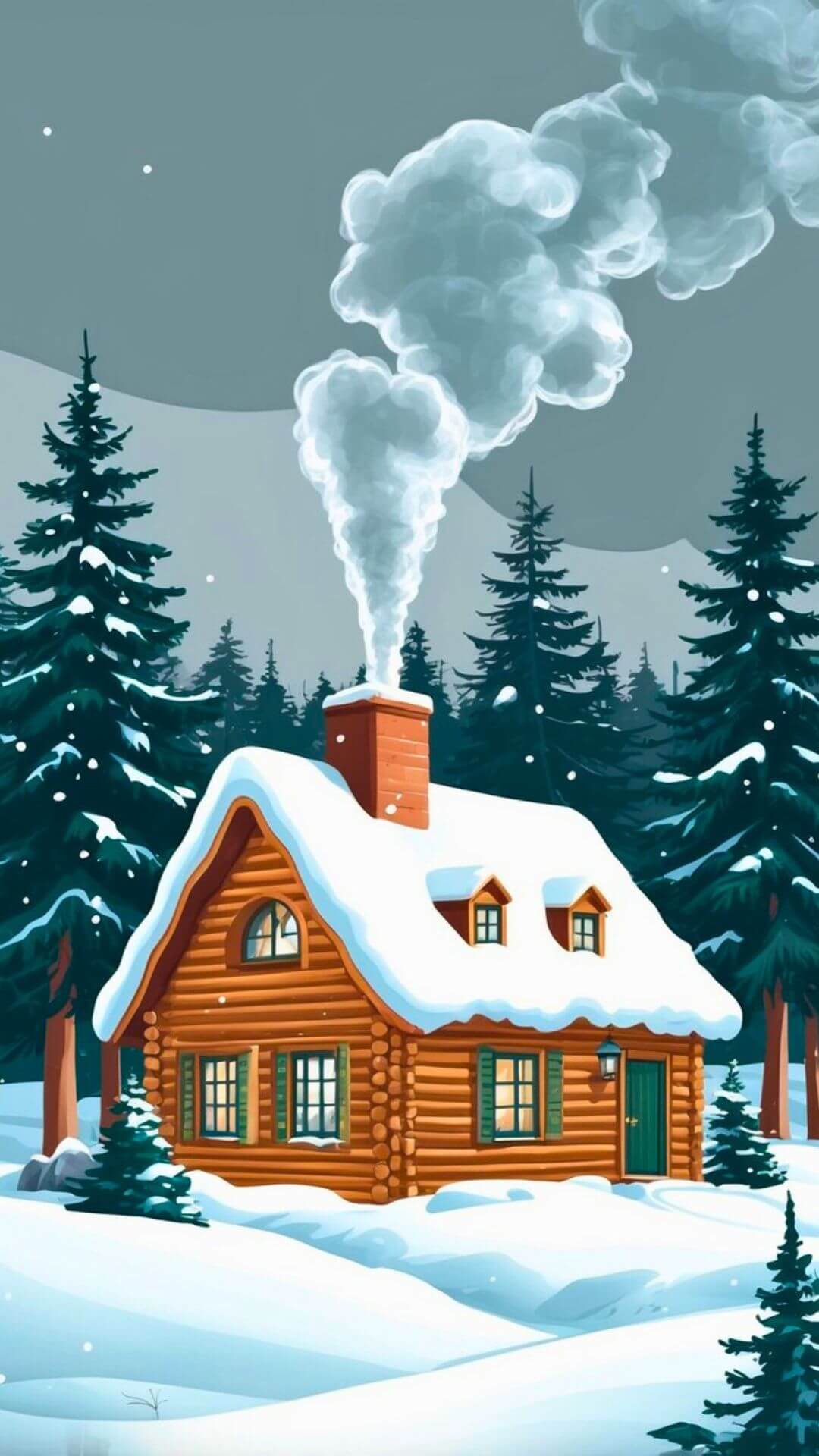 Cozy Cabin in Snow