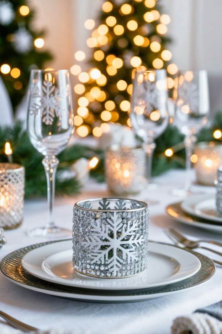 Crystal Snowflake Napkin Rings